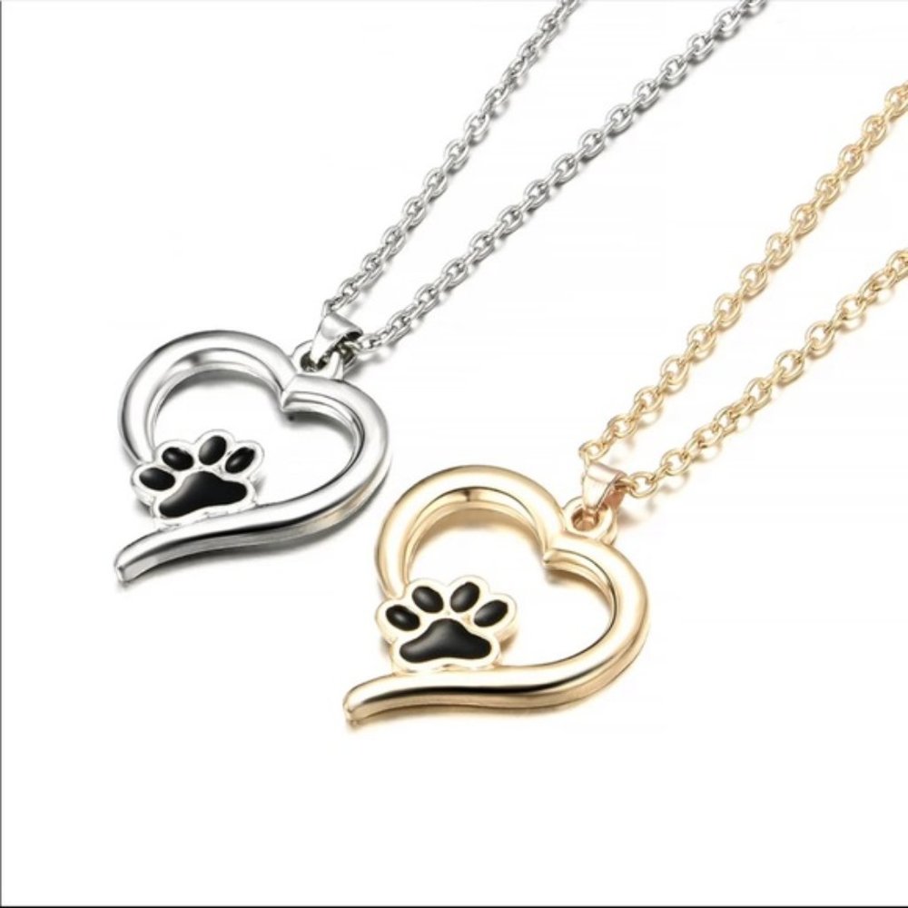 2 for $15! NEW Heart Cat / Dog Paw SILVER OR GOLD